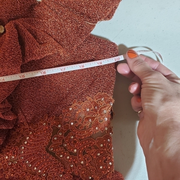 Bee Queen by Reseda Maxi Event Embellished Fall Orange Sz 12/XL/44 Dress Costume - Picture 8 of 9